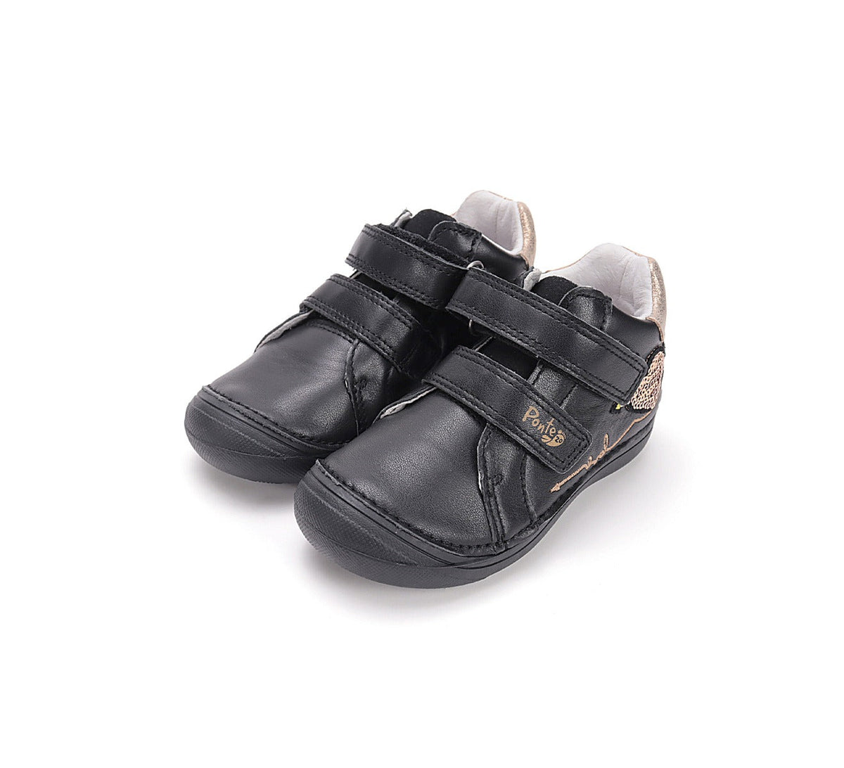 D.D.Step pantofi fete Ponte20 supinati 24-29  Black cu inimioara Imagine principală a produsului