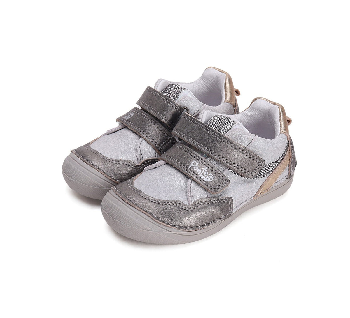 D.D.Step pantofi fete Ponte20 supinati 24-29 Silver cu dungi