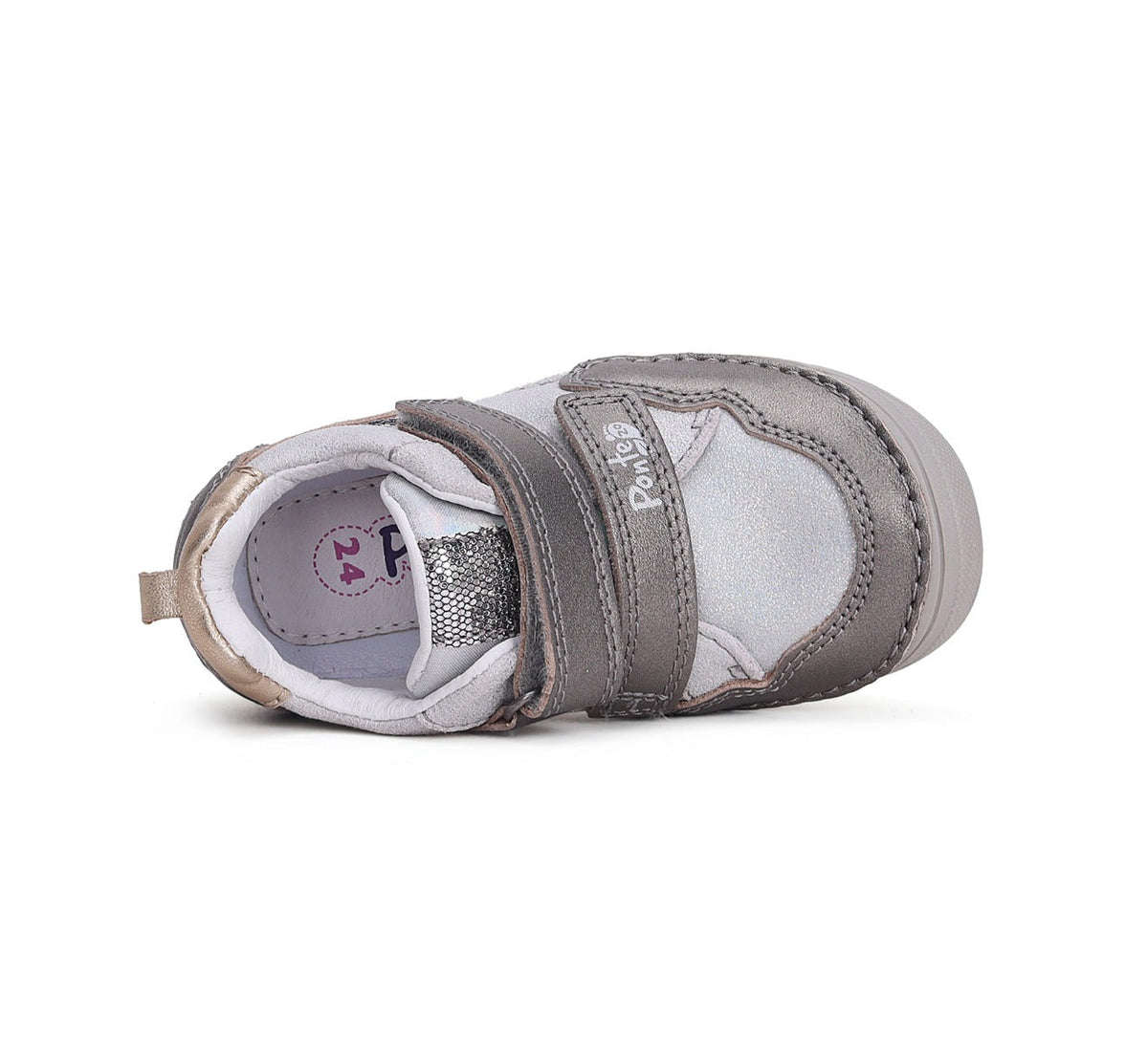 D.D.Step pantofi fete Ponte20 supinati 30-35 Silver cu dungi