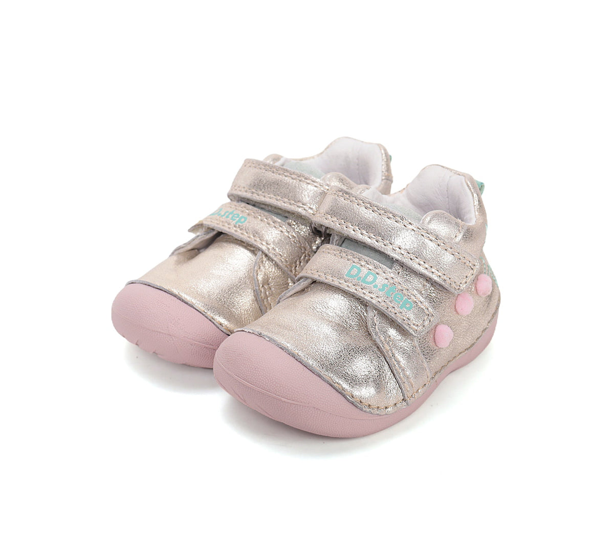 D.D.Step pantofi fete Primii pasi 18-24 Gold cu pisica