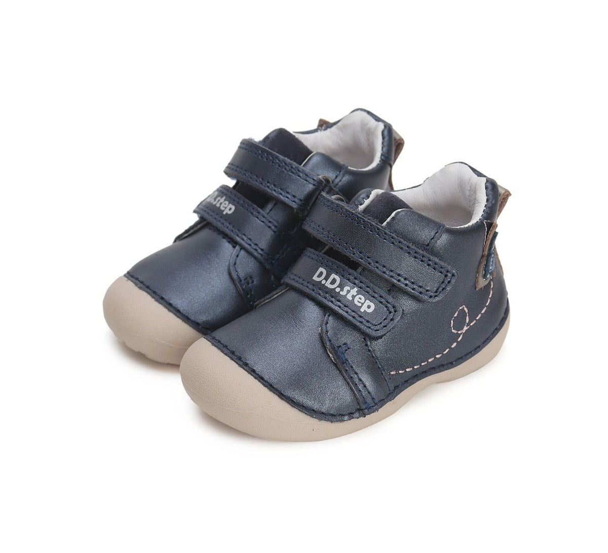 D.D.Step pantofi fete Primii Pasi 18-24, Royal Blue cu fluturas