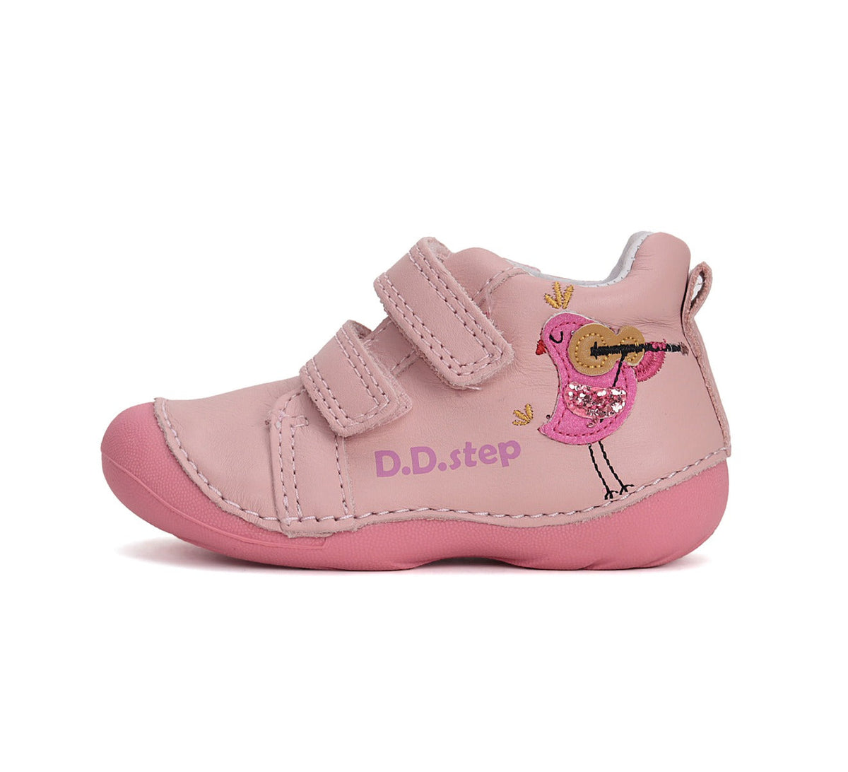 D.D.Step pantofi fete Primii Pasi 19-24 Baby Pink cu pasare