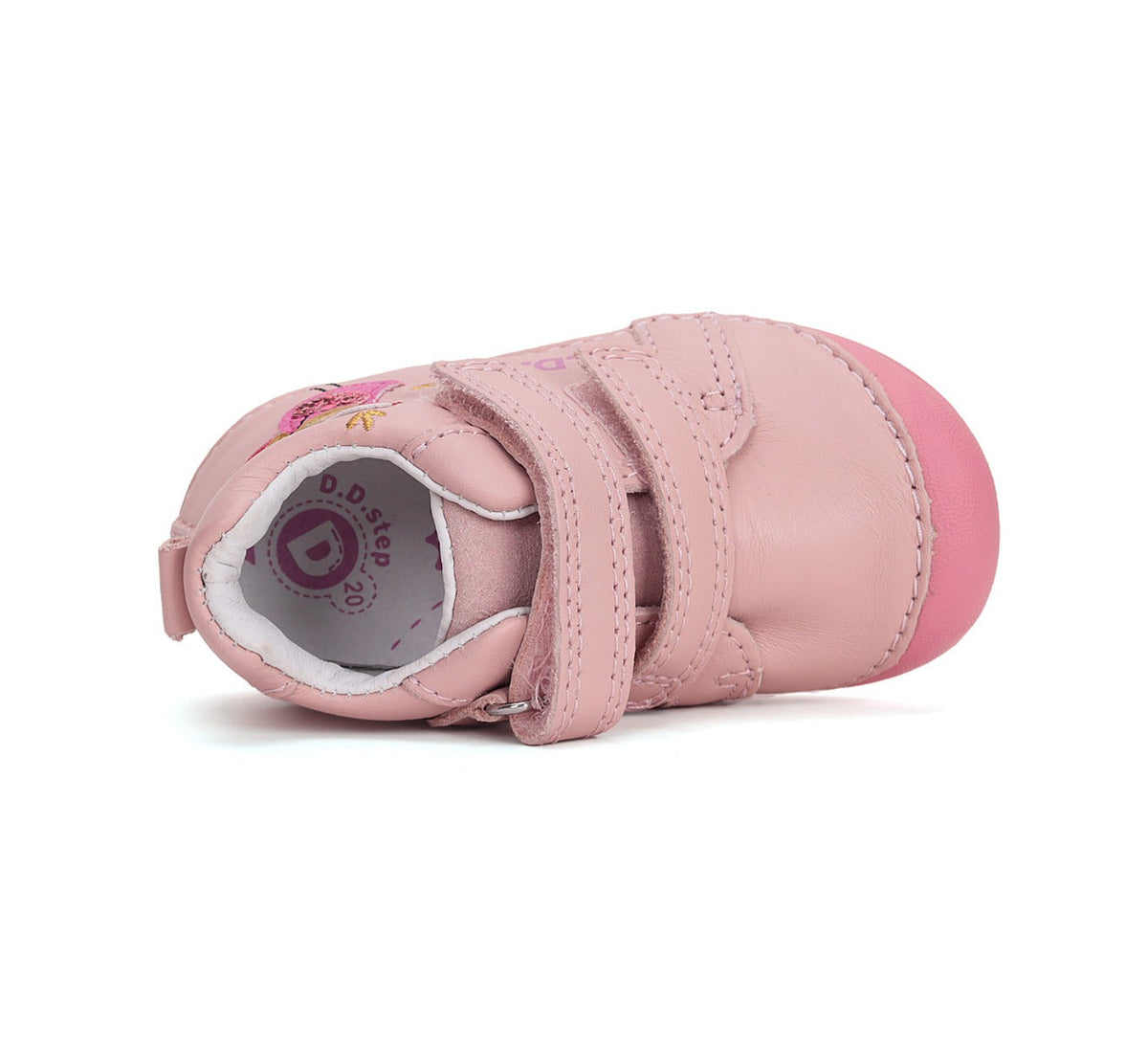 D.D.Step pantofi fete Primii Pasi 19-24 Baby Pink cu pasare