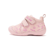 D.D.Step pantofi fete Primii pasi 19-24 Rose Gold cu flori desenate