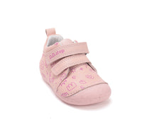 D.D.Step pantofi fete Primii pasi 19-24 Rose Gold cu flori desenate