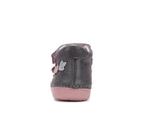 D.D.Step pantofi fete Primii pasi 20-25 Dark Grey cu floricele