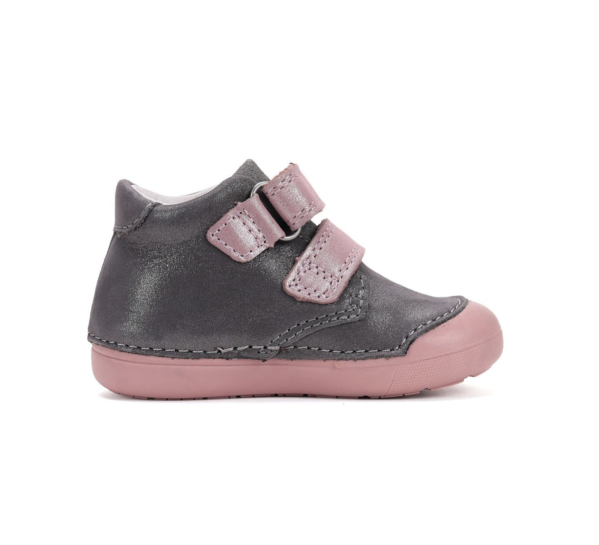 D.D.Step pantofi fete Primii pasi 20-25 Dark Grey cu floricele