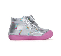 D.D.Step pantofi fete Primii pasi 20-25 Silver cu cometa