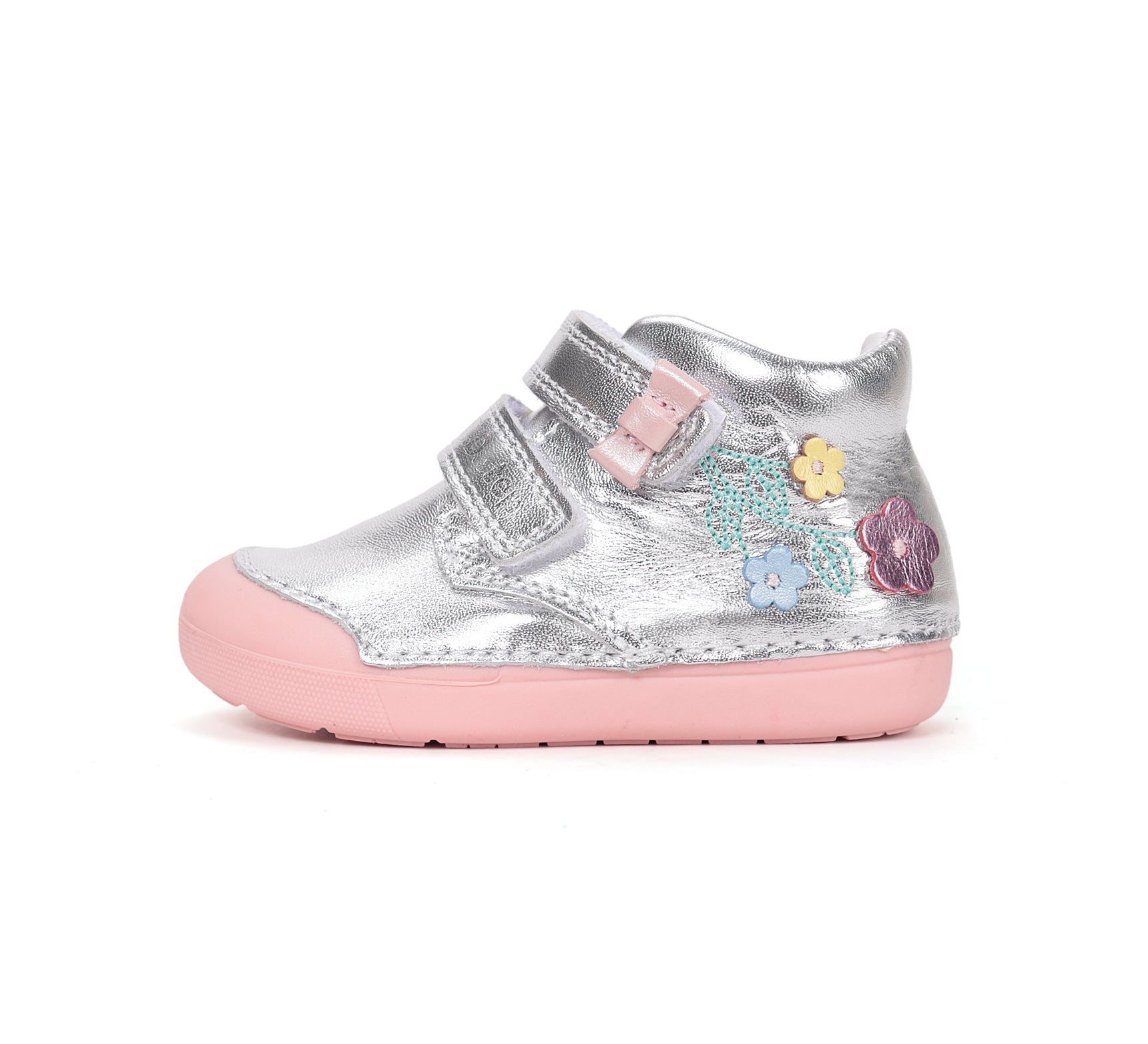 D.D.Step pantofi fete Primii pasi 20-25 Silver cu floricele Imagine secundară a produsului