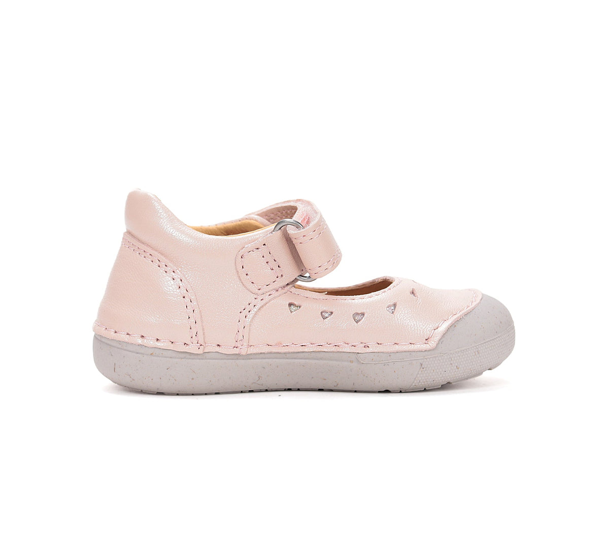 D.D.Step pantofi fete Primii pasi decupati 20-25 Baby Pink cu inimioare