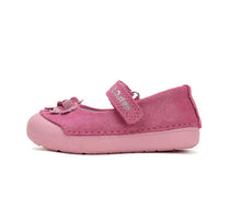 D.D.Step pantofi fete Primii pasi decupati 20-25 Dark Pink cu floricele