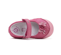D.D.Step pantofi fete Primii pasi decupati 20-25 Dark Pink cu floricele