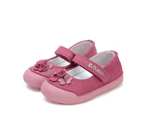 D.D.Step pantofi fete Primii pasi decupati 20-25 Dark Pink cu floricele
