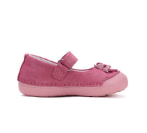 D.D.Step pantofi fete Primii pasi decupati 20-25 Dark Pink cu floricele
