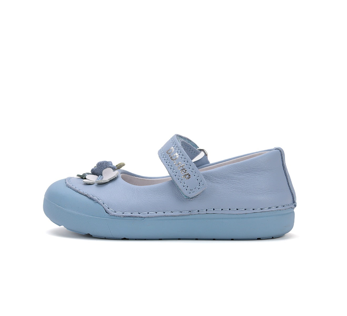 D.D.Step pantofi fete Primii pasi decupati 20-25 Sky Blue cu floricele Imagine secundară a produsului