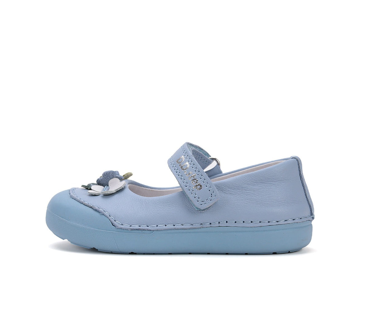 D.D.Step pantofi fete Primii pasi decupati 20-25 Sky Blue cu floricele