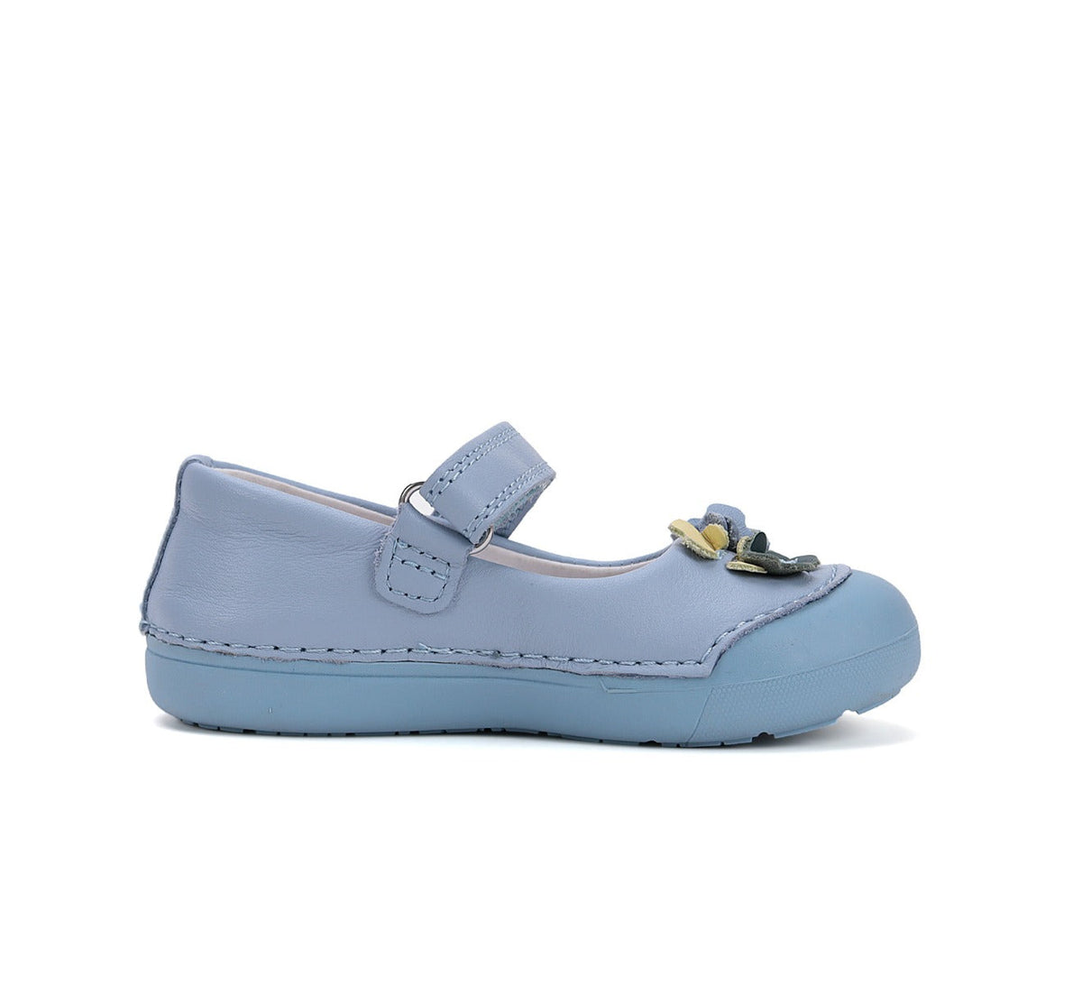 D.D.Step pantofi fete Primii pasi decupati 20-25 Sky Blue cu floricele
