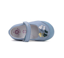D.D.Step pantofi fete Primii pasi decupati 20-25 Sky Blue cu floricele