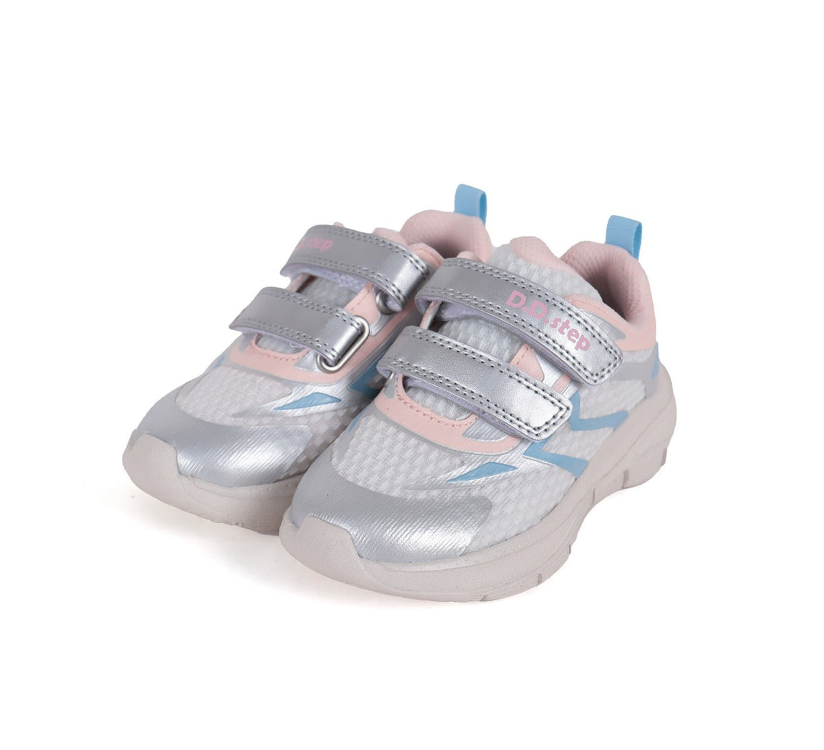 D.D.Step pantofi fete sport 30-35, White cu roz si albastru Imagine principală a produsului