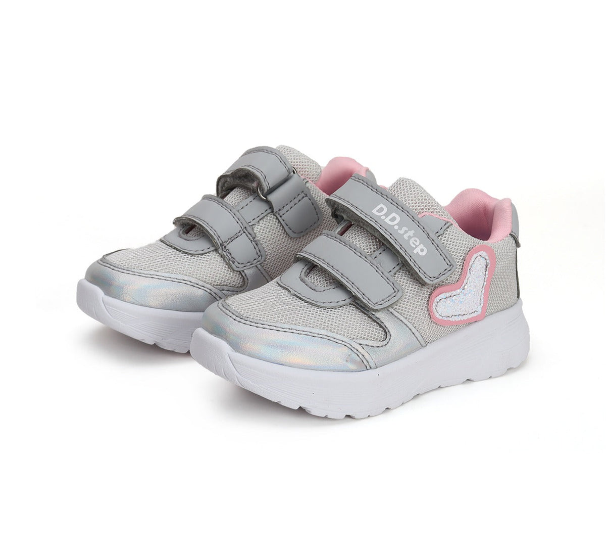 D.D.Step pantofi fete sport 26-31 Silver cu inimioare