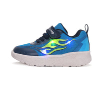 D.D.Step pantofi baieti sport cu LED 22-27 Bermuda Blue cu flacari