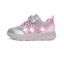 D.D.Step pantofi fete sport cu LED 22-27 Silver cu trandafir