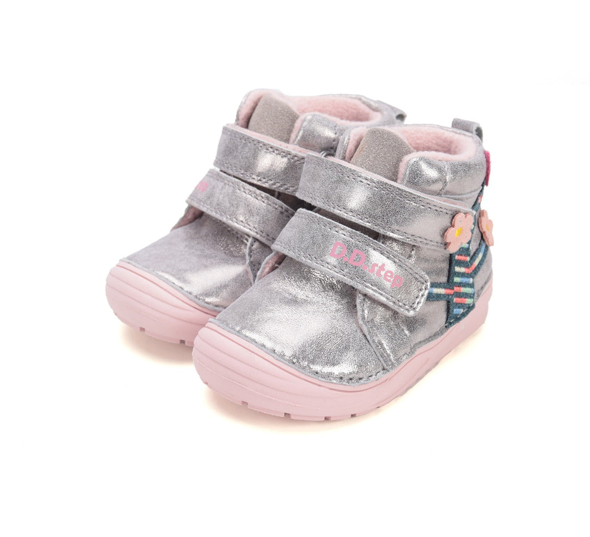 D.D.Step pantofi fetite captusiti 20-25 Grey cu copac inflorit Imagine principală a produsului