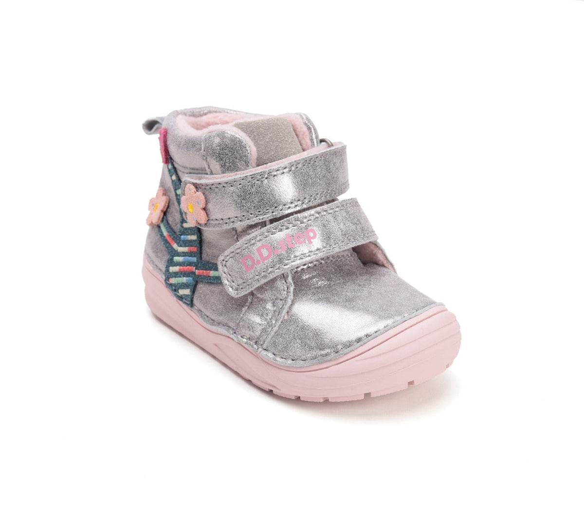 D.D.Step pantofi fetite captusiti 20-25 Grey cu copac inflorit