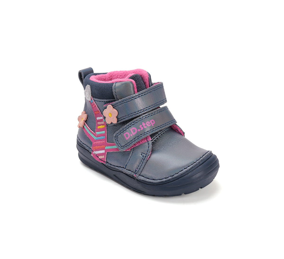 D.D.Step pantofi fetite captusiti 20-25 Royal Blue cu copac inflorit