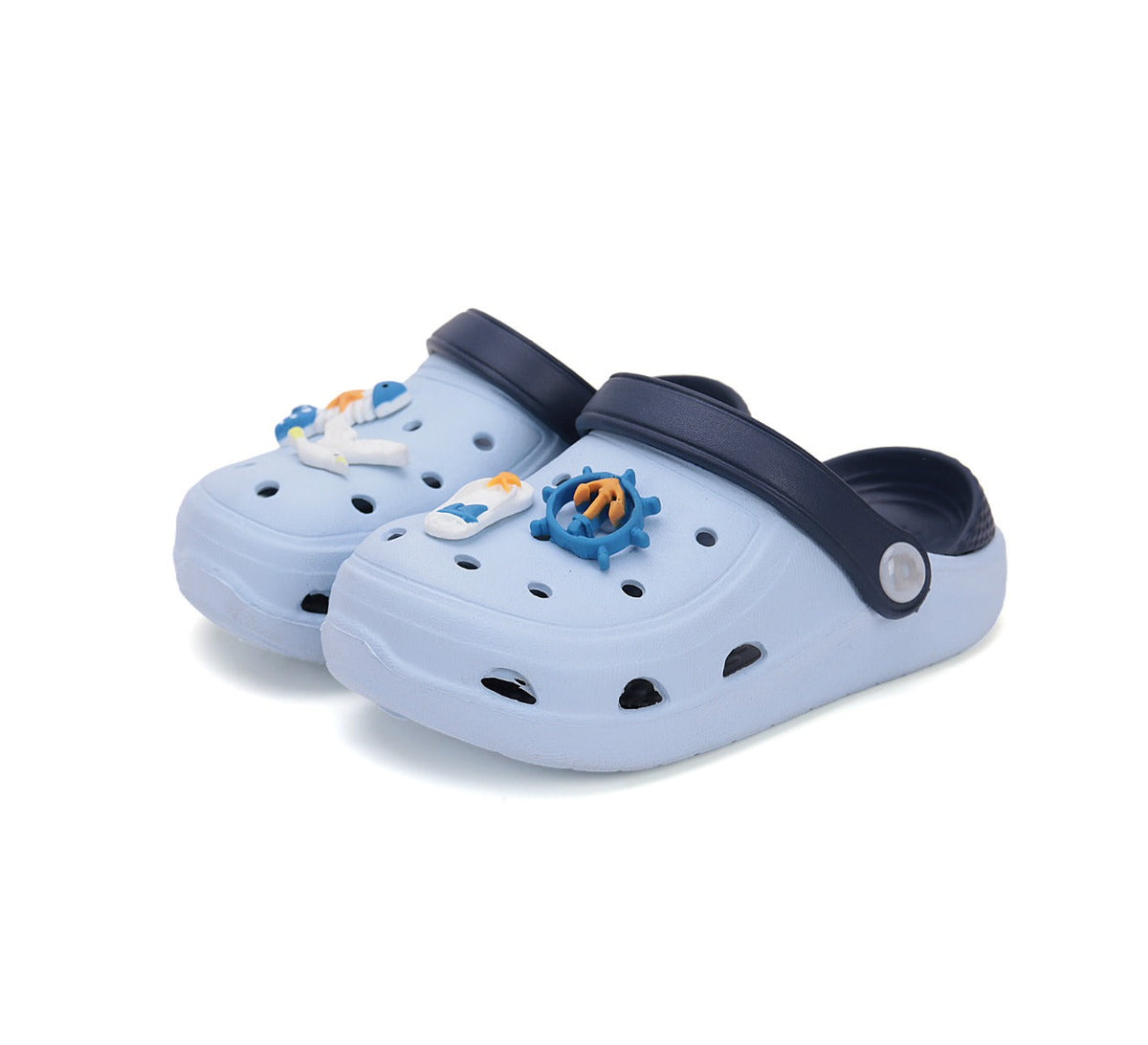 D.D.Step papuci baieti din cauciuc 26-31 Sky Blue cu masini utilitare Imagine principală a produsului