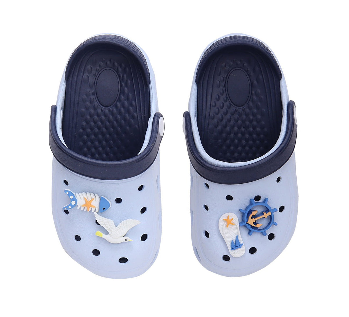 D.D.Step papuci baieti din cauciuc 26-31 Sky Blue cu masini utilitare