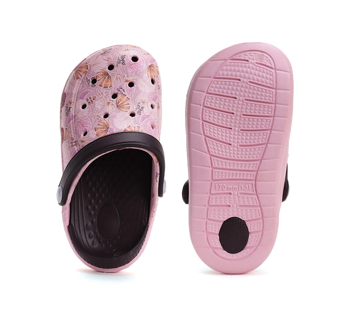 D.D.Step papuci fete din cauciuc 26-31 Baby Pink cu frunze