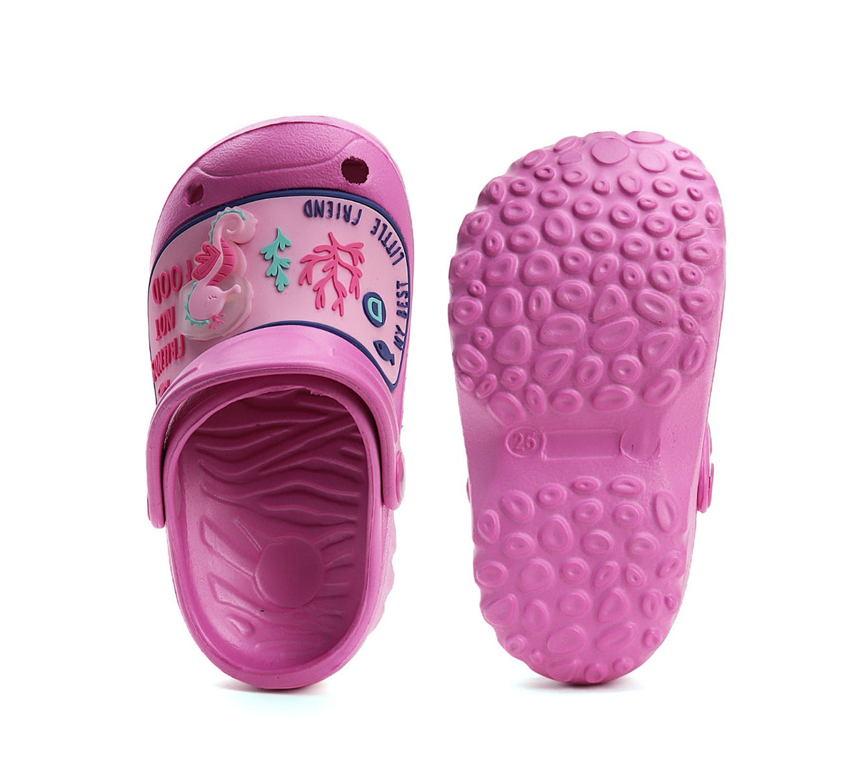 D.D.Step papuci fete din cauciuc cu LED 20-25 Dark Pink cu calut de mare