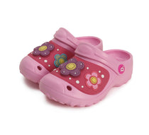 D.D.Step papuci fete din cauciuc cu LED 26-31, Pink Floricele