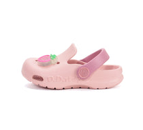 D.D.Step papuci fete din cauciuc tip sabot cu LED 22-33 Baby Pink cu capsunica