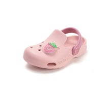 D.D.Step papuci fete din cauciuc tip sabot cu LED 22-33 Baby Pink cu capsunica