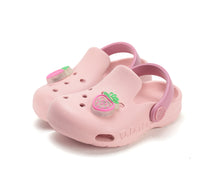 D.D.Step papuci fete din cauciuc tip sabot cu LED 22-33 Baby Pink cu capsunica