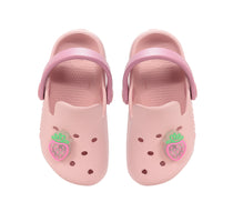 D.D.Step papuci fete din cauciuc tip sabot cu LED 22-33 Baby Pink cu capsunica