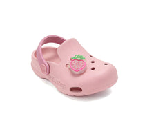 D.D.Step papuci fete din cauciuc tip sabot cu LED 22-33 Baby Pink cu capsunica