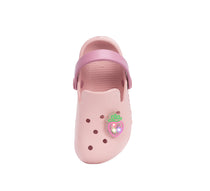 D.D.Step papuci fete din cauciuc tip sabot cu LED 22-33 Baby Pink cu capsunica