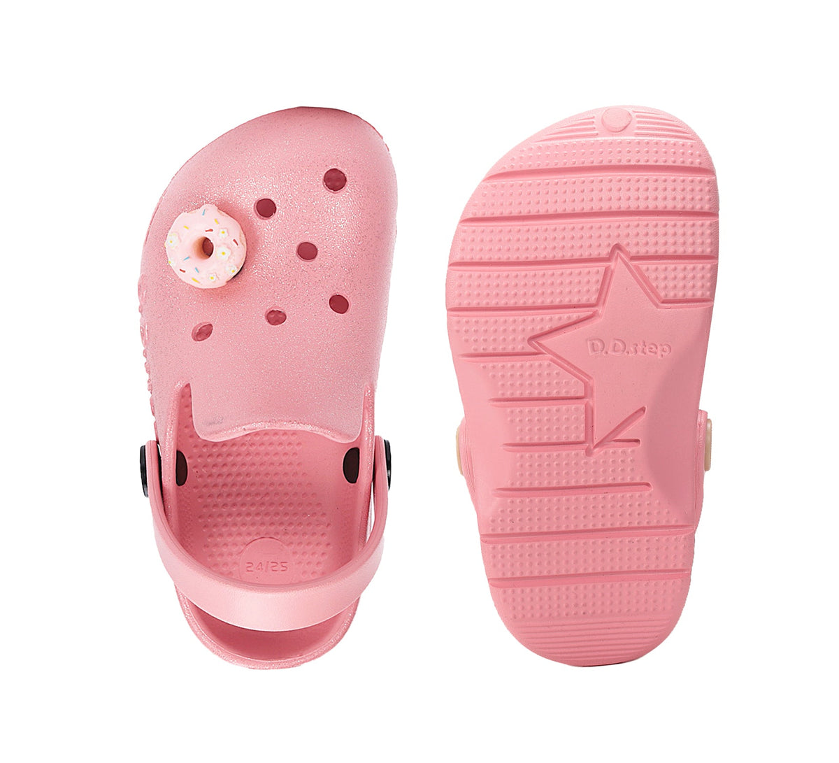 D.D.Step papuci fete din cauciuc tip sabot 22-33 Water Lili Pink cu gogoasa