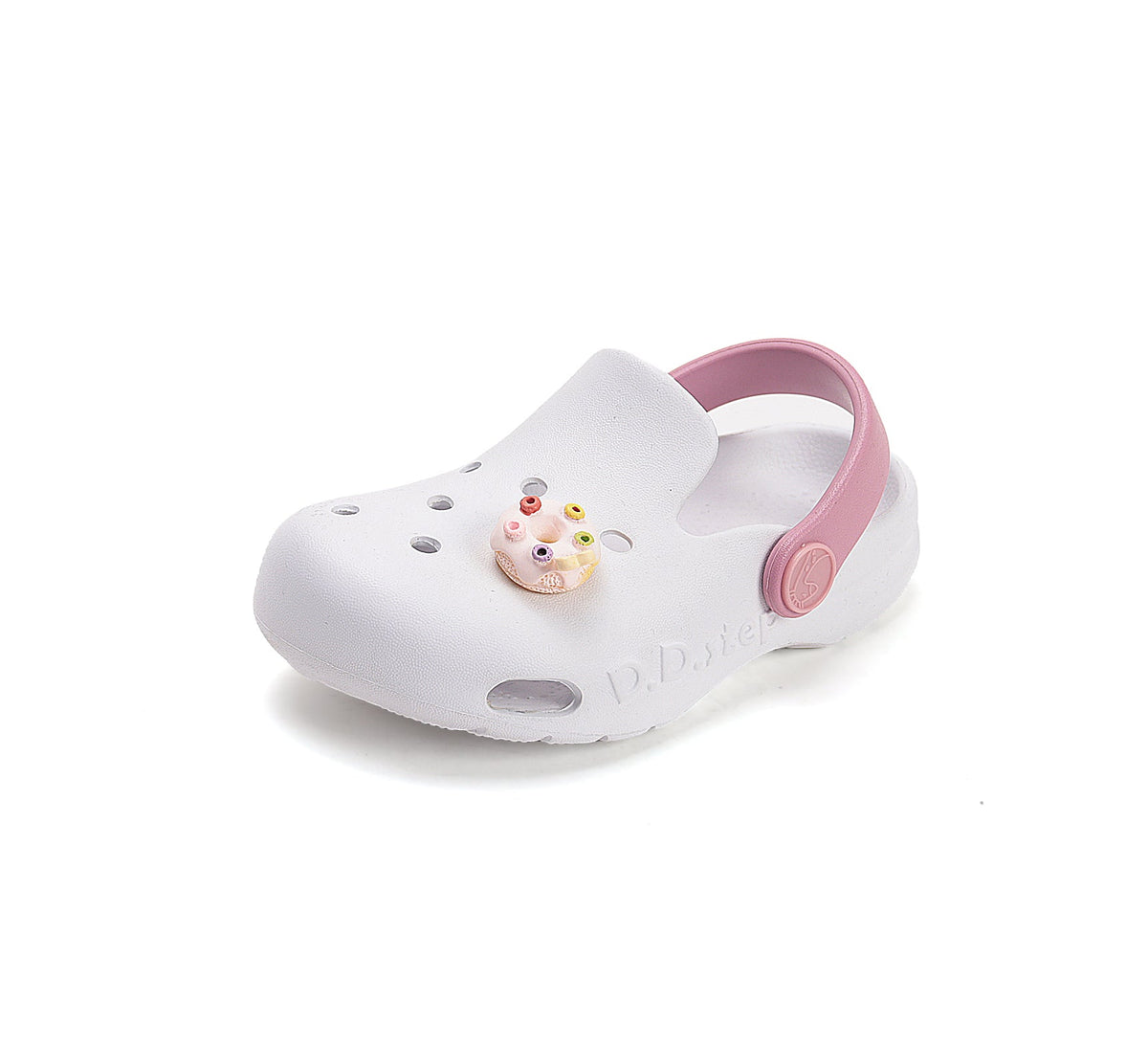 D.D.Step papuci fete din cauciuc tip sabot 22-33 White cu gogoasa