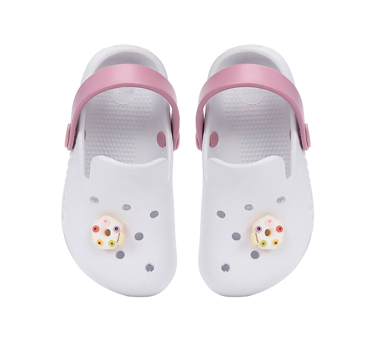 D.D.Step papuci fete din cauciuc tip sabot 22-33 White cu gogoasa