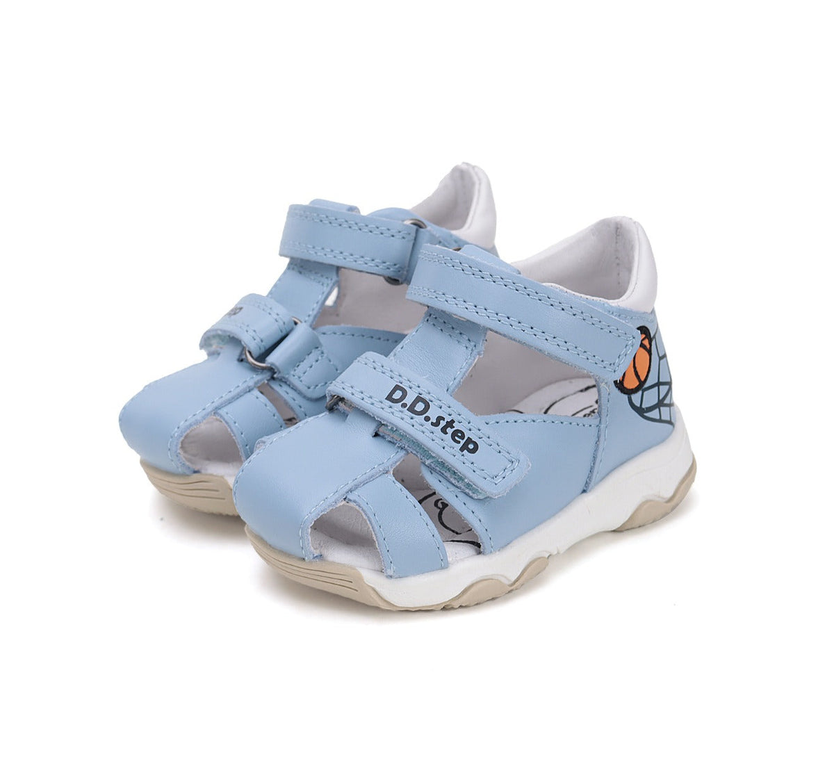 D.D.Step sandale baieti 20-25 Sky Blue cu minge baschet Imagine principală a produsului