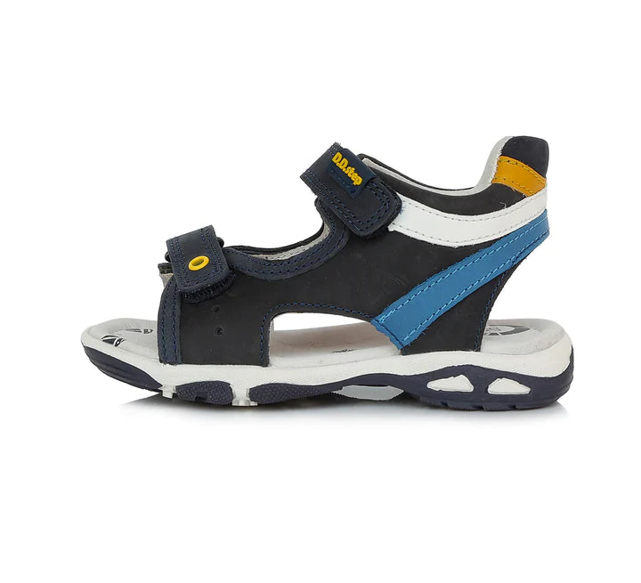 D.D.Step sandale baieti 31-36, Royal Blue cu mustar si albastru