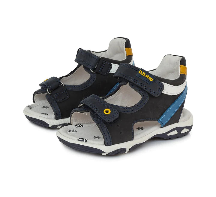D.D.Step sandale baieti 31-36, Royal Blue cu mustar si albastru Imagine secundară a produsului