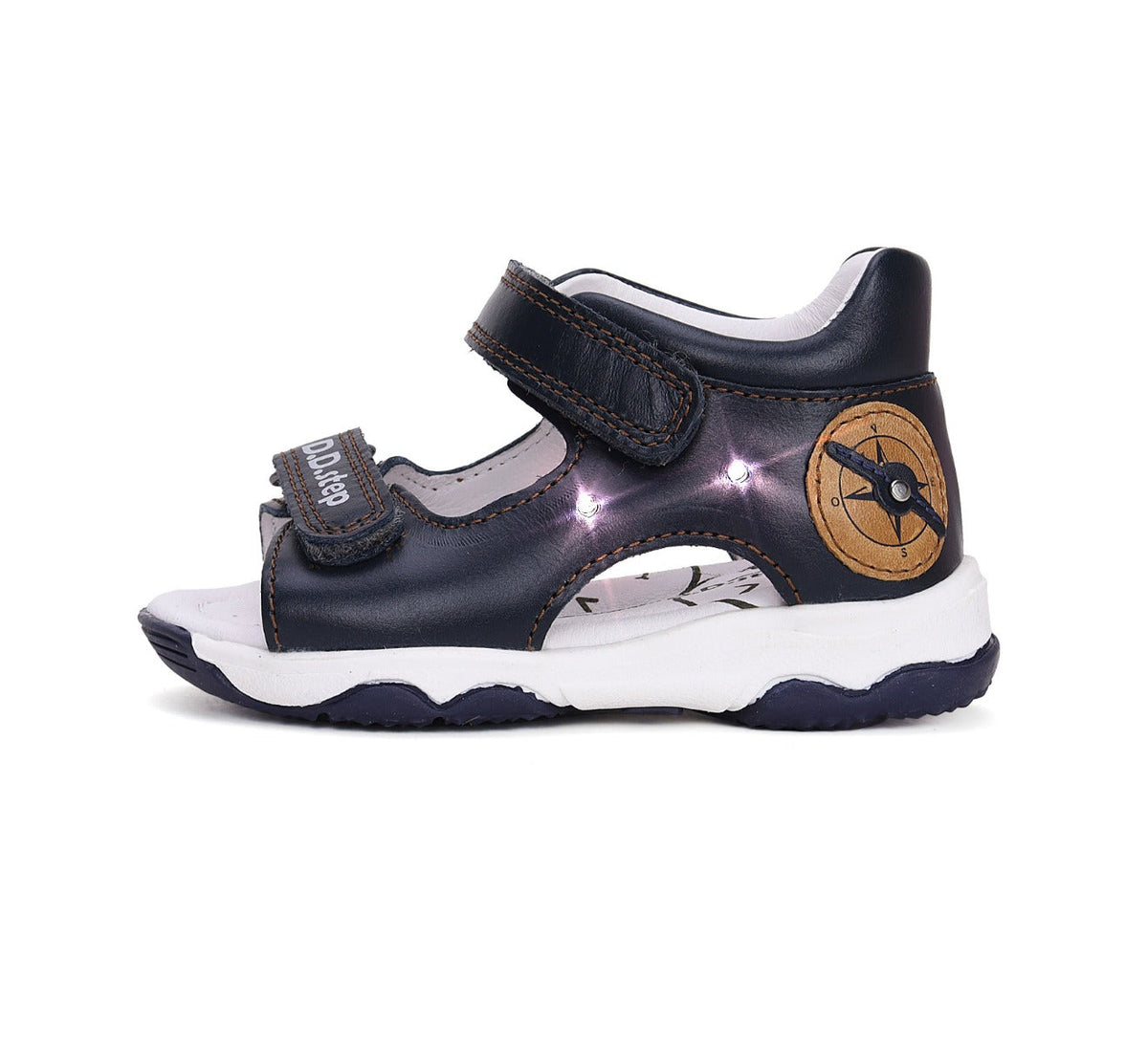 D.D.Step sandale baieti cu LED 20-25 Royal Blue cu busola