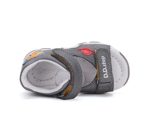 D.D.Step sandale baieti cu LED 26-31 Dark Grey cu naveta