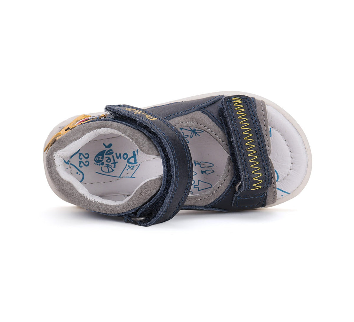 D.D.Step sandale baieti Ponte20 supinati 22-27 Royal Blue cu rechin