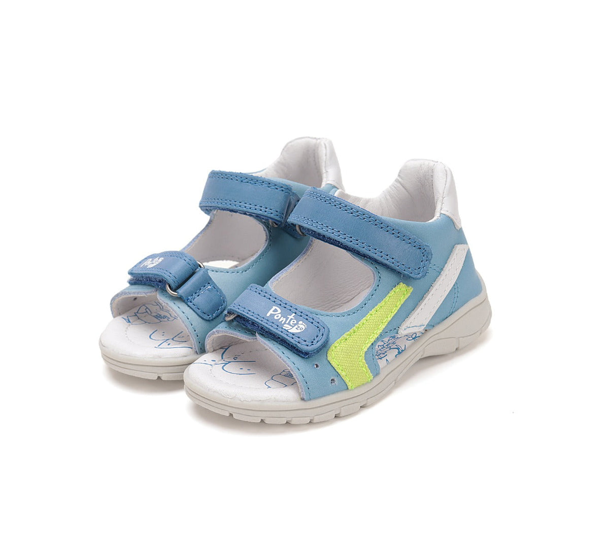 D.D.Step sandale baieti Ponte20 supinati 22-27  Sky Blue cu lime Imagine principală a produsului